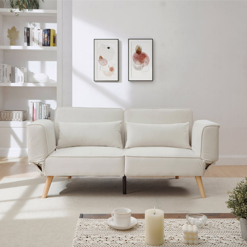 Futon canapé-lit avec accoudoirs réglables, réglable, Beige