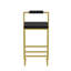 Tabourets de bar modernes en velours, hauteur du comptoir (lot de 2), dorés et noirs, bas, pour la cuisine et le coin repas. 2 tabourets noirs avec base en métal, gain de place.