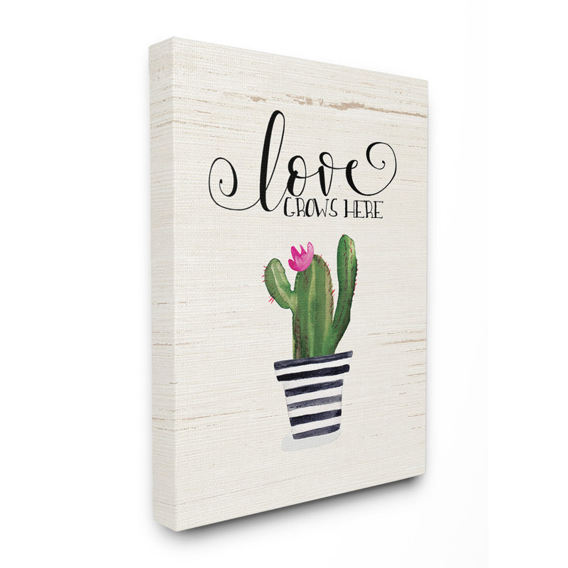 «Love Grows Here Cactus», impression, H 20 po x l 16 po x P 1,5 po, Toile tendue
