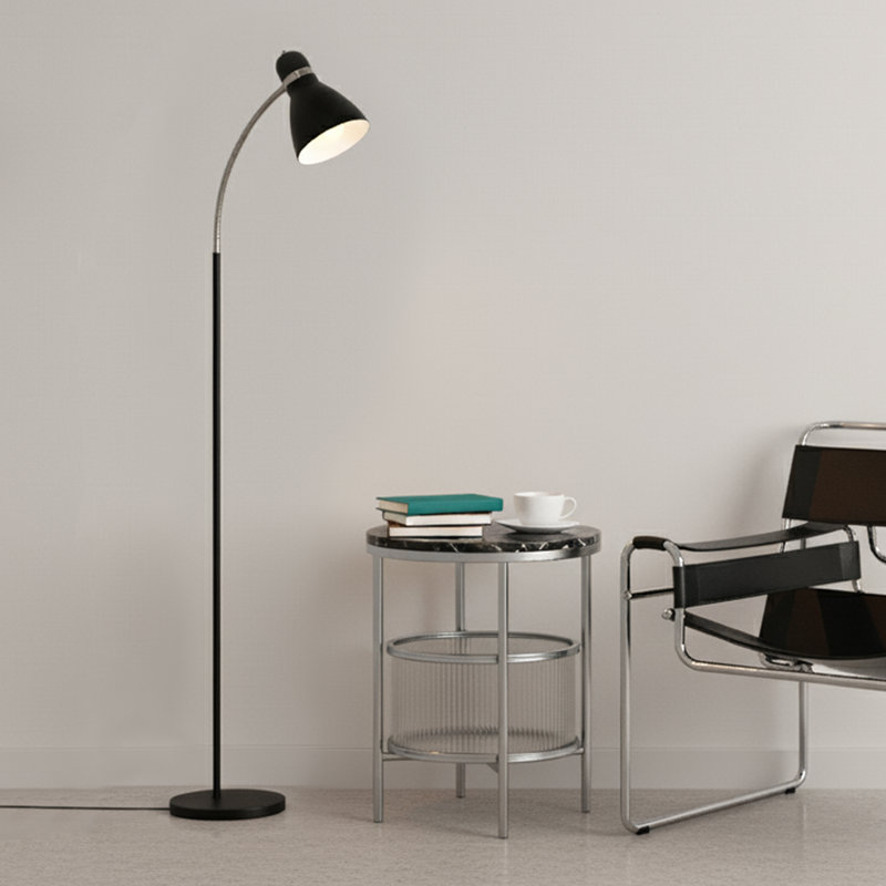 Avery 62.5 in. Modern LED Standing Floor Lamp with Metal Cone Shade and 3-Way Dimming Light, Black