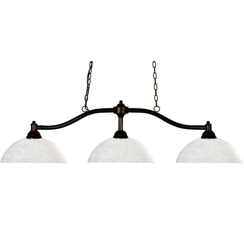 Beecroft 3 - Light Bronze Pool Table Lights Pendant, White Linen