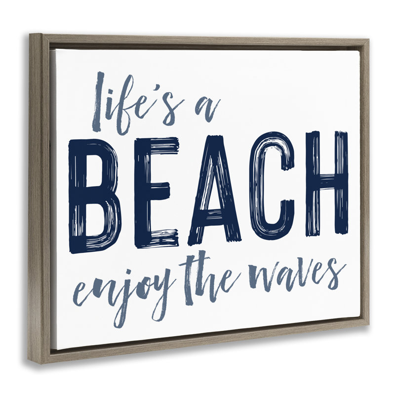 Cadre flottant Summer Wonders Enjoy Waves, design par Lettré et doublé, H 25 po x l 31 po, Cadre flottant orme Montalcino