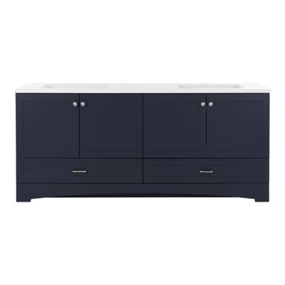Ensemble de meuble-lavabo double 72 po avec 2 armoires, 2 tiroirs et plateau en marbre de culture Emlyn