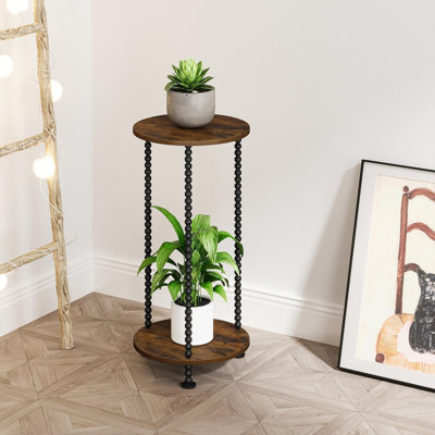 Support pour plante d'intérieur, support pour petite plante à 2 niveaux, poteaux en métal de 23 po de hauteur, support de pot de fleurs en coin, tables de plantes d'intérieur, support de pot de fleurs