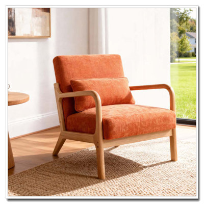 Fauteuil moderne, fauteuil d'appoint avec structure en bois massif