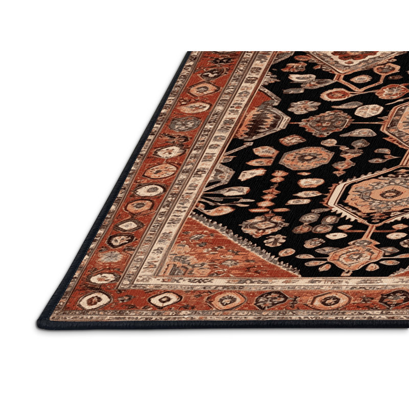 Tapis brun turc lavable à la machine, Rectangulaire 8 pi x 10 pi