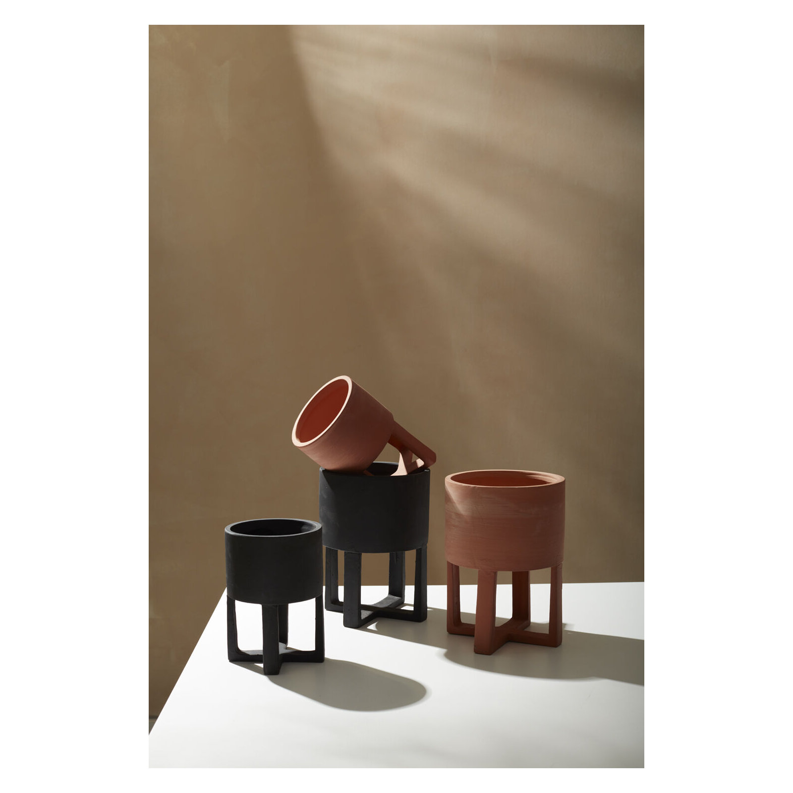 Patsy Footed Pot 7"x 10", Black, 10" H x 7" W x 7" D