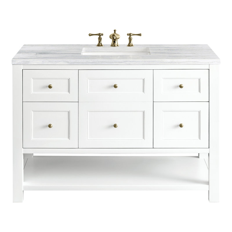Breckenridge 48'' W Single Vanity, Carrara White, 8" Widespread, Bright White