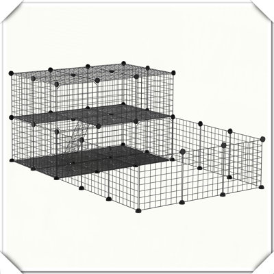 Portable Metal Wire Pet Playpen with Doors for Small Animals