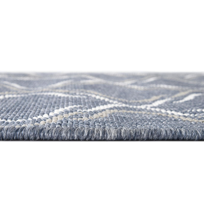 Outdoor Preen Area Rug Dark Blue Color, Runner 2' x 8'