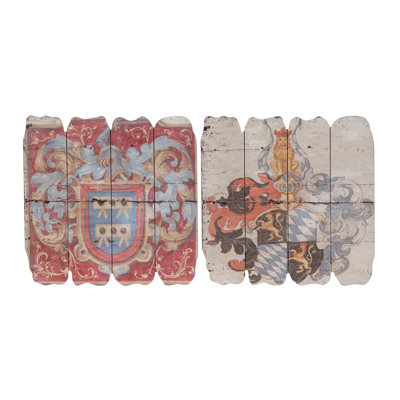 Multicolore plaques murales en bois Family Crest - ensemble de 2 - l 18 po x H 18 po