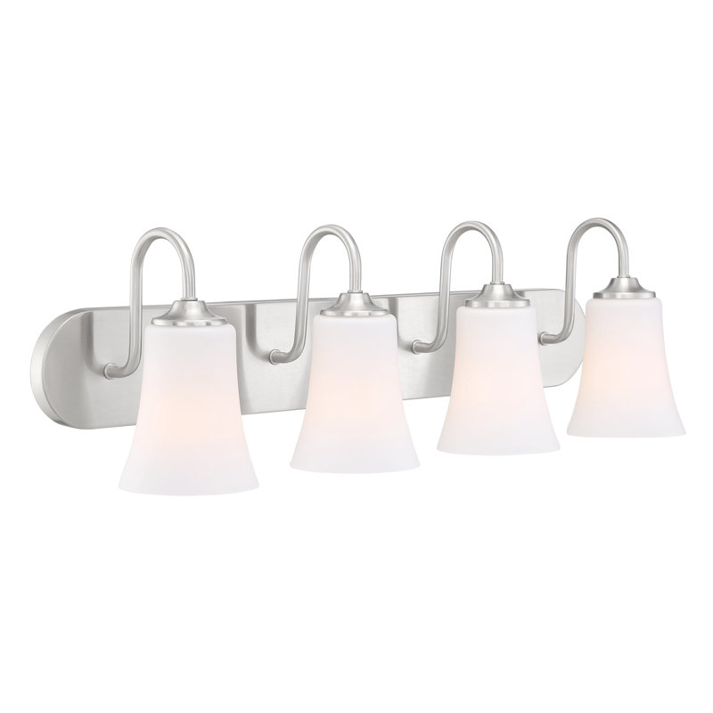 Abubaker 4 - Light Dimmable Vanity Light, Brushed Polished Nickel, White Frosted