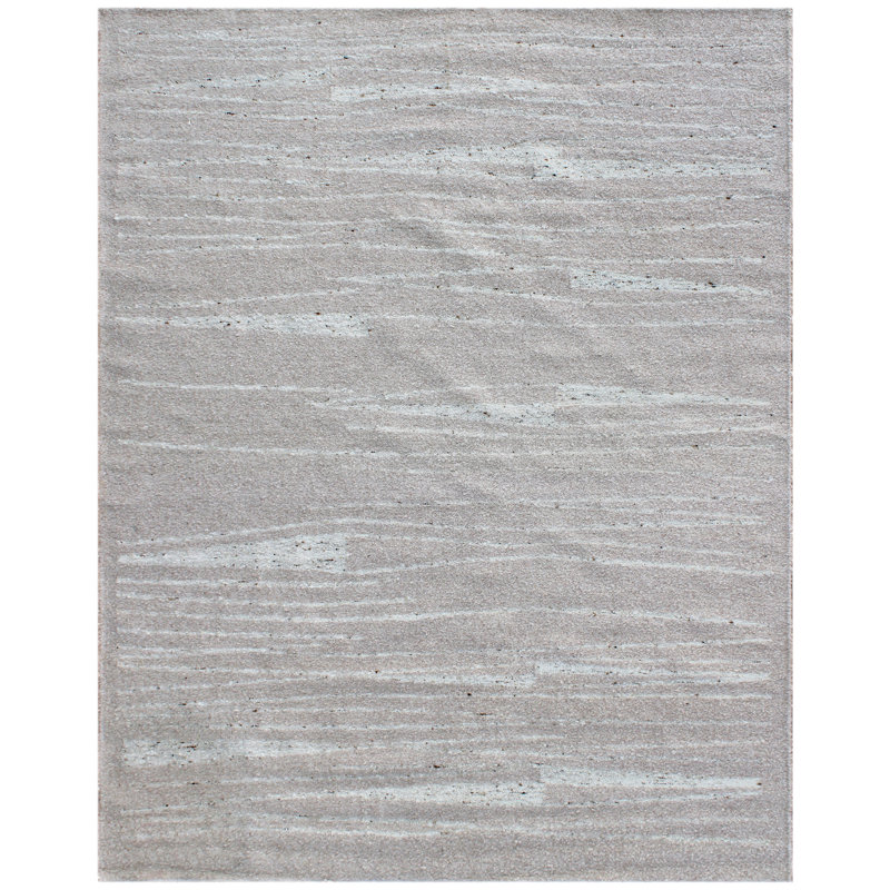 Wool Area Rug in White/Brown, Rectangle 9' x 12'