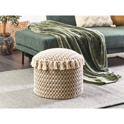Kilanemos 50cm Wide Round Geometric Pouffe Ottoman