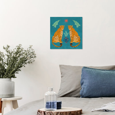 Animaux, propre reflet de Felina, impression sur toile bleue moderne