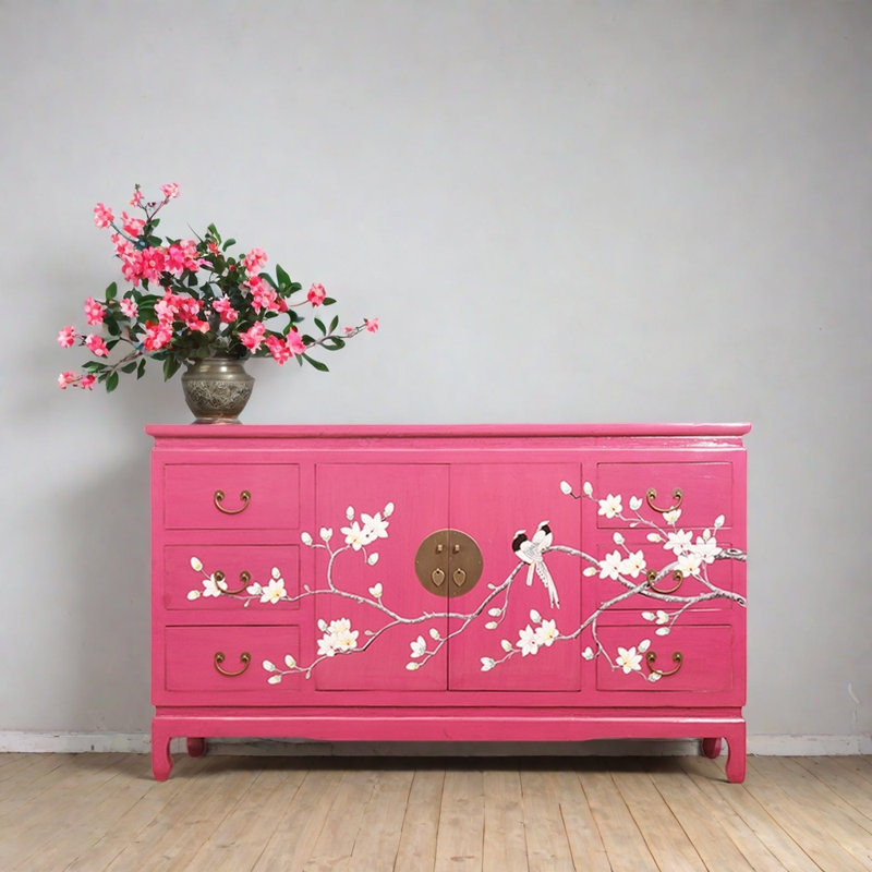 Solid Elm Wood Entryway Cabinet