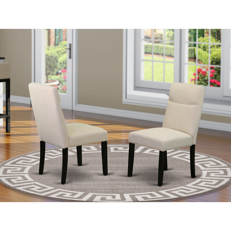 Chaise parsons rembourrée en bois massif Damron, Beige, Noir