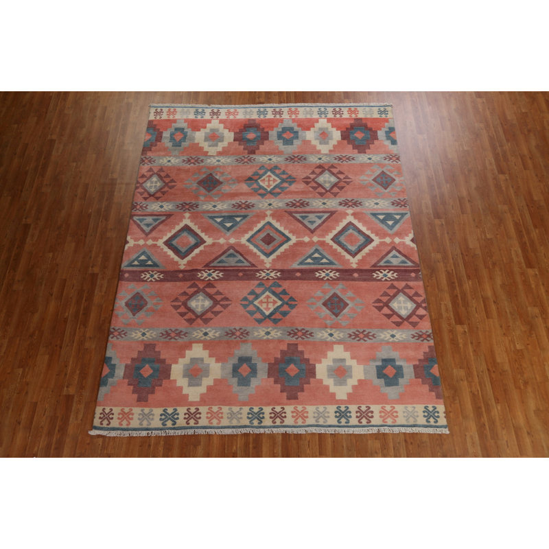 Tapis oriental géométrique en laine noué à la main 8 pi x 10 pi 4 po