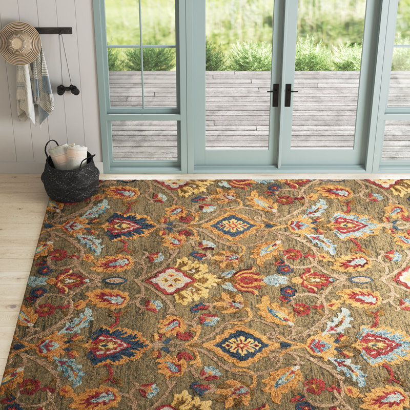 Tansy Wool Floral Indoor Rug, Rectangle 12' x 15'