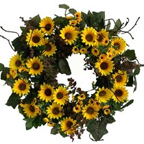 Spring Wreath for Front Door, 17.7Artificial Texas Wildflower Wreath Colorful Spring and Summer Flower Wreath Front Door Wreath for Home Decor and