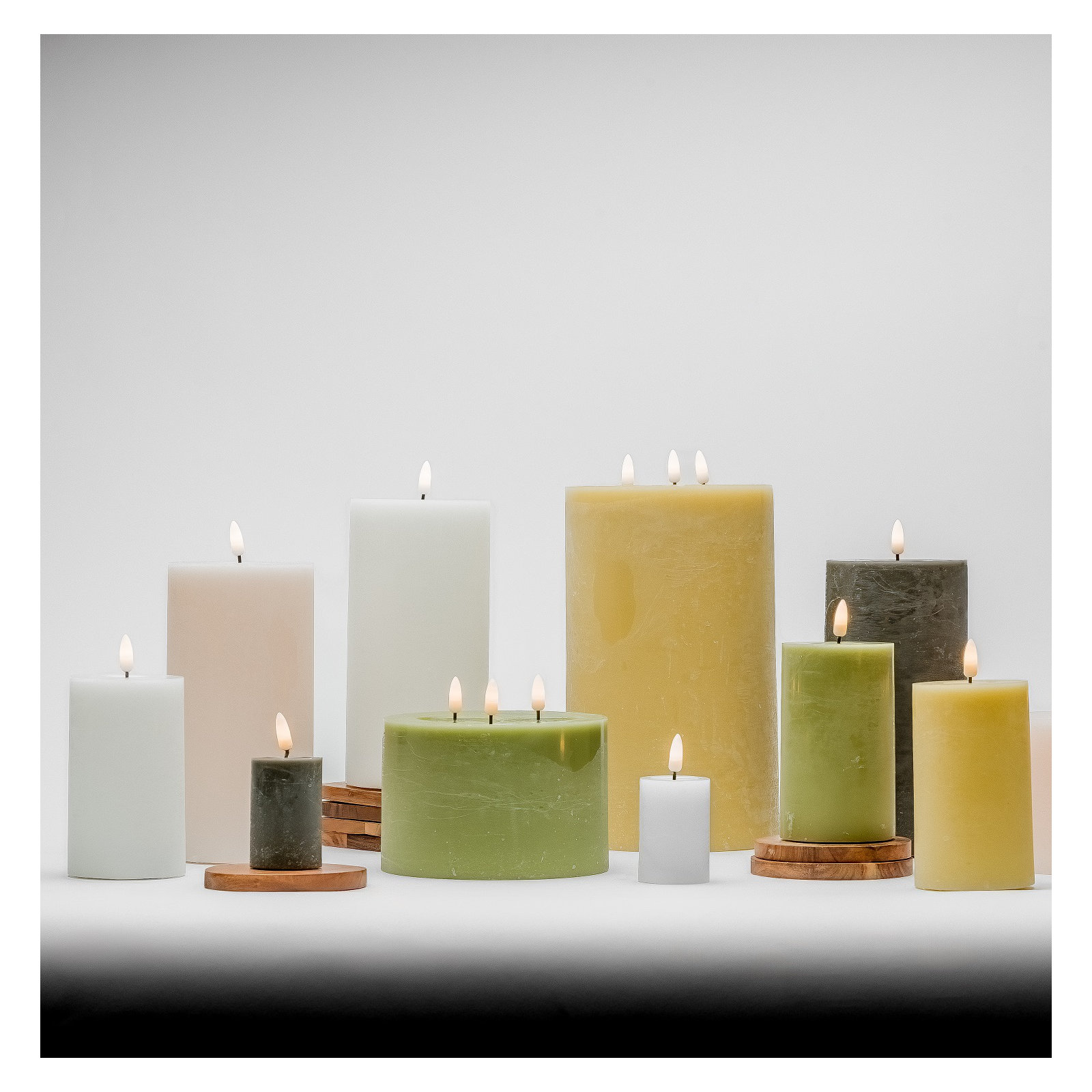 Large Champagne Flameless Pillar Candle, Pink