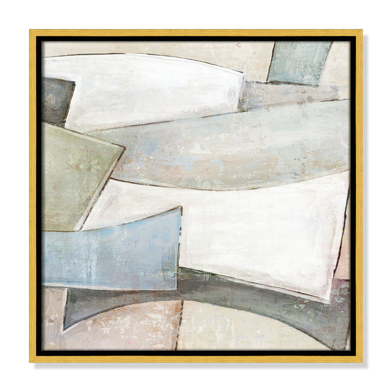 «Verdant C Courants II» par Emma Peal, Toile avec cadre, L 17,5 po x H 17,5 po, Flotteur doré