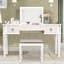 Bureau de coiffeuse en miroir avec tiroirs, ensemble de coiffeuse de chambre à coucher avec miroir et tabouret, coiffeuse rabattable pour chambre / salle de maquillage, bureau de travail pour femmes
