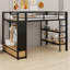 Lit mezzanine avec garde-robe, tablettes de rangement et panneau perforé-1254086558