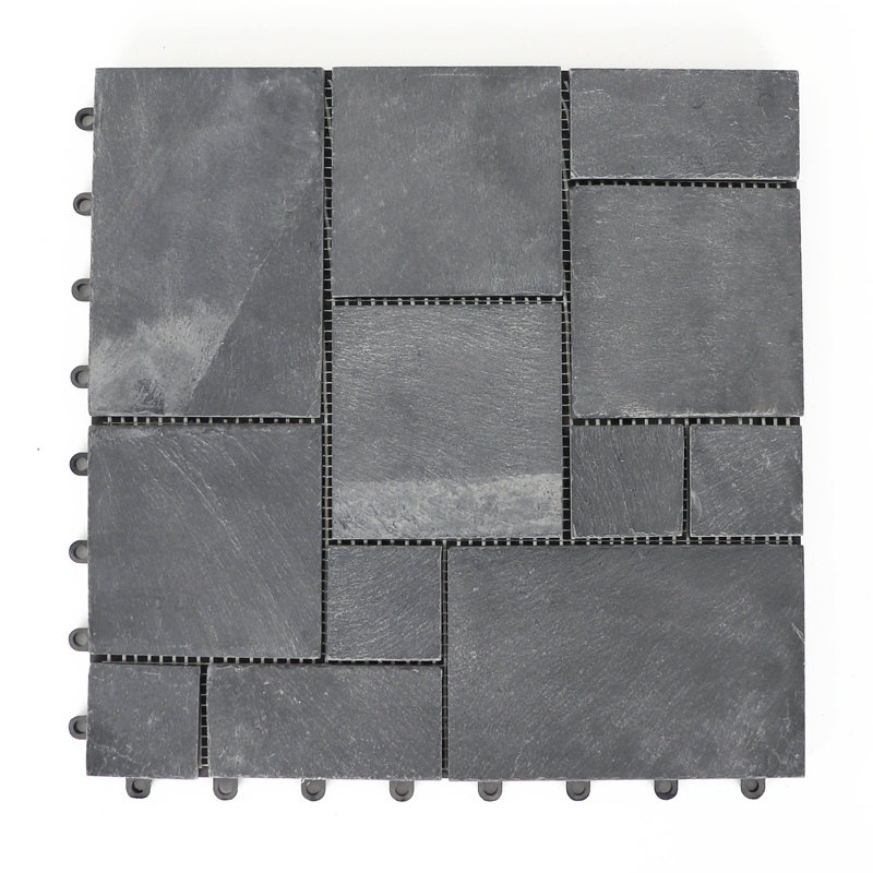 Natural Slate Stone Outdoor Deck Tiles, 12x12 Inch