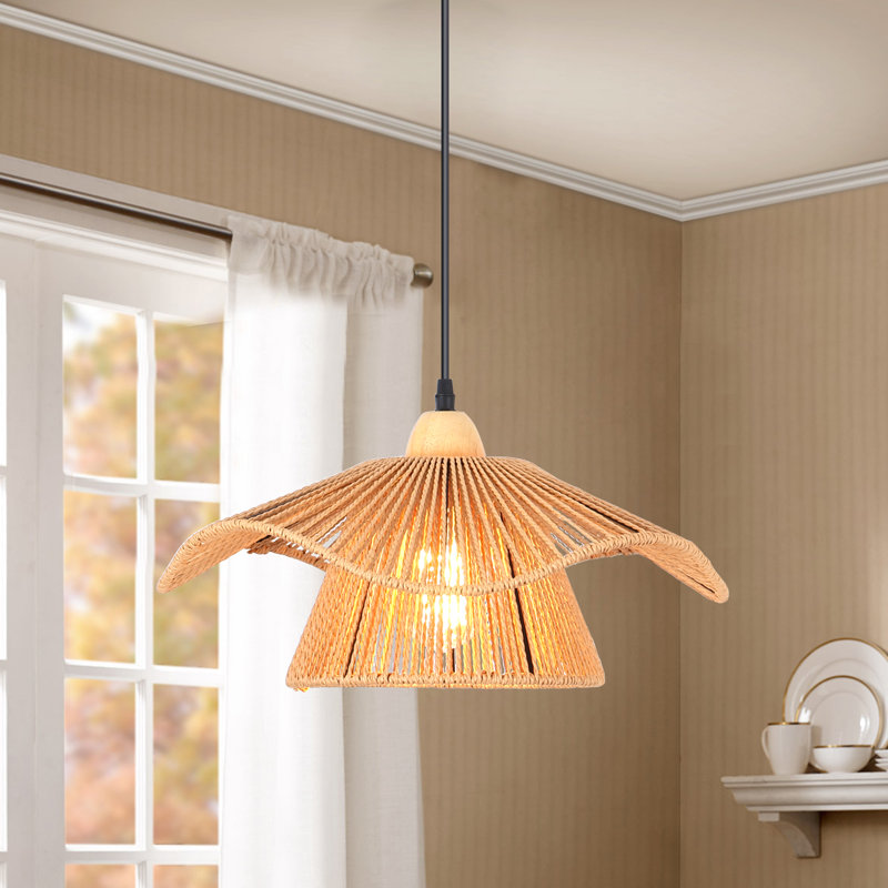 1 - Light Farmhouse Boho Rattan Pendant Light