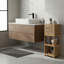 Armoire de rangement compacte pour salle de bain avec tablettes ouvertes et porte ventilée, naturel - Collection Trinidad