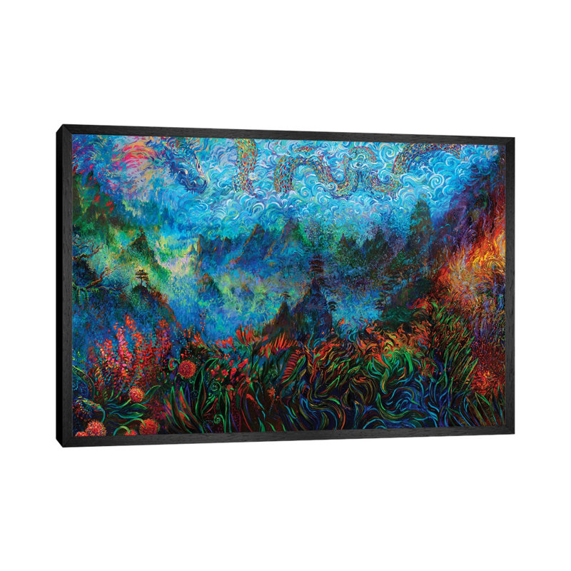 Stormy Splendor Dragon Ember by Iris Scott - Painting on Canvas, 101.6 cm H x 66.04 cm W, Black Framed