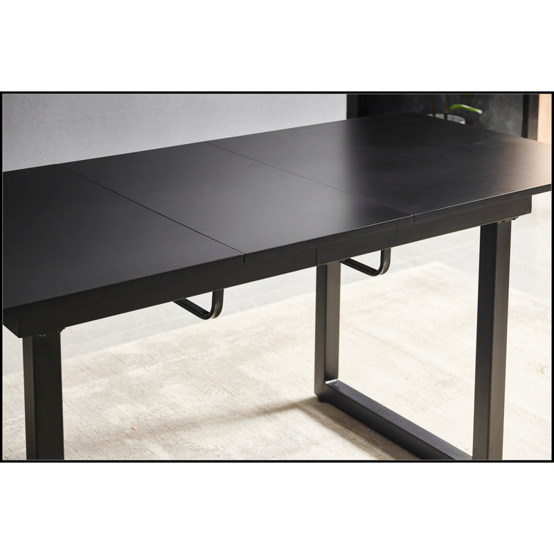 white colour,Square Extendable Dining Table with metal leg,Modern Space Saving Kitchen Table, Black