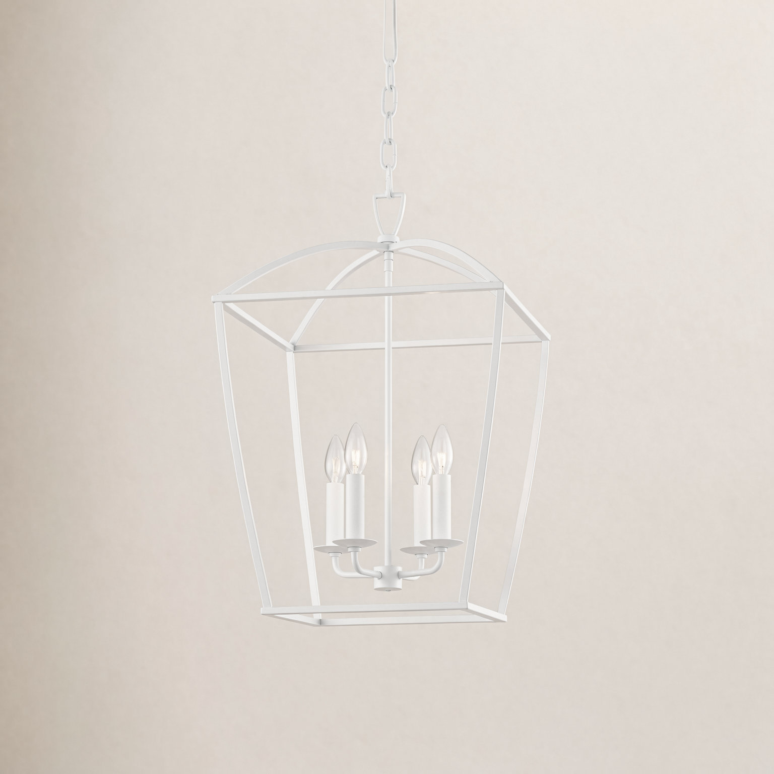 Brodie 4 - Light Lantern Chandelier, White Plaster, 79" H x 17" W x 17" D