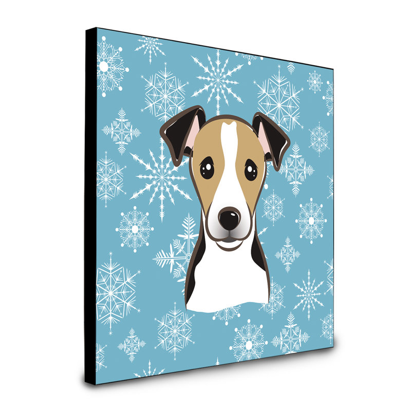 Panneau mural d’art flocon de neige Loula, Jack Russell terrier noir