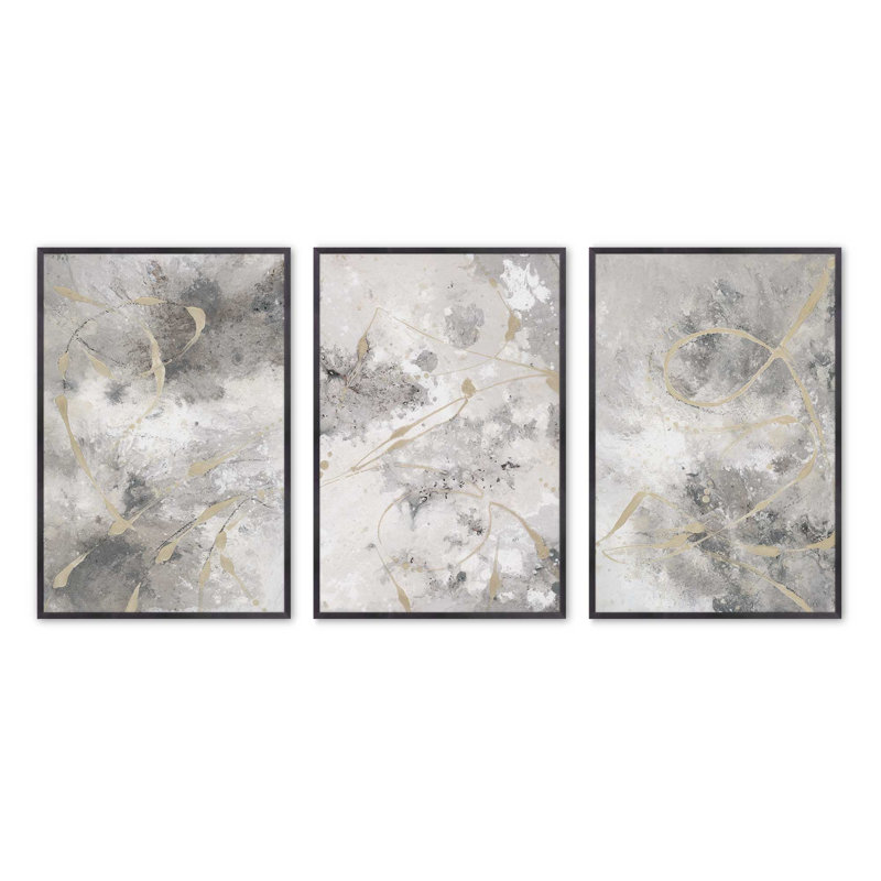 Gilded Whispers, ensemble de 2 reproductions sur cadre en papier mat d'archives, Zinc patiné