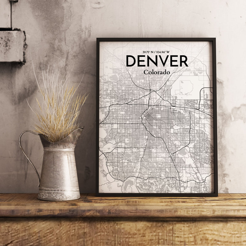 Denver City Map 1 Piece Wall Art, 70cm H x 50cm W x 0.13cm D