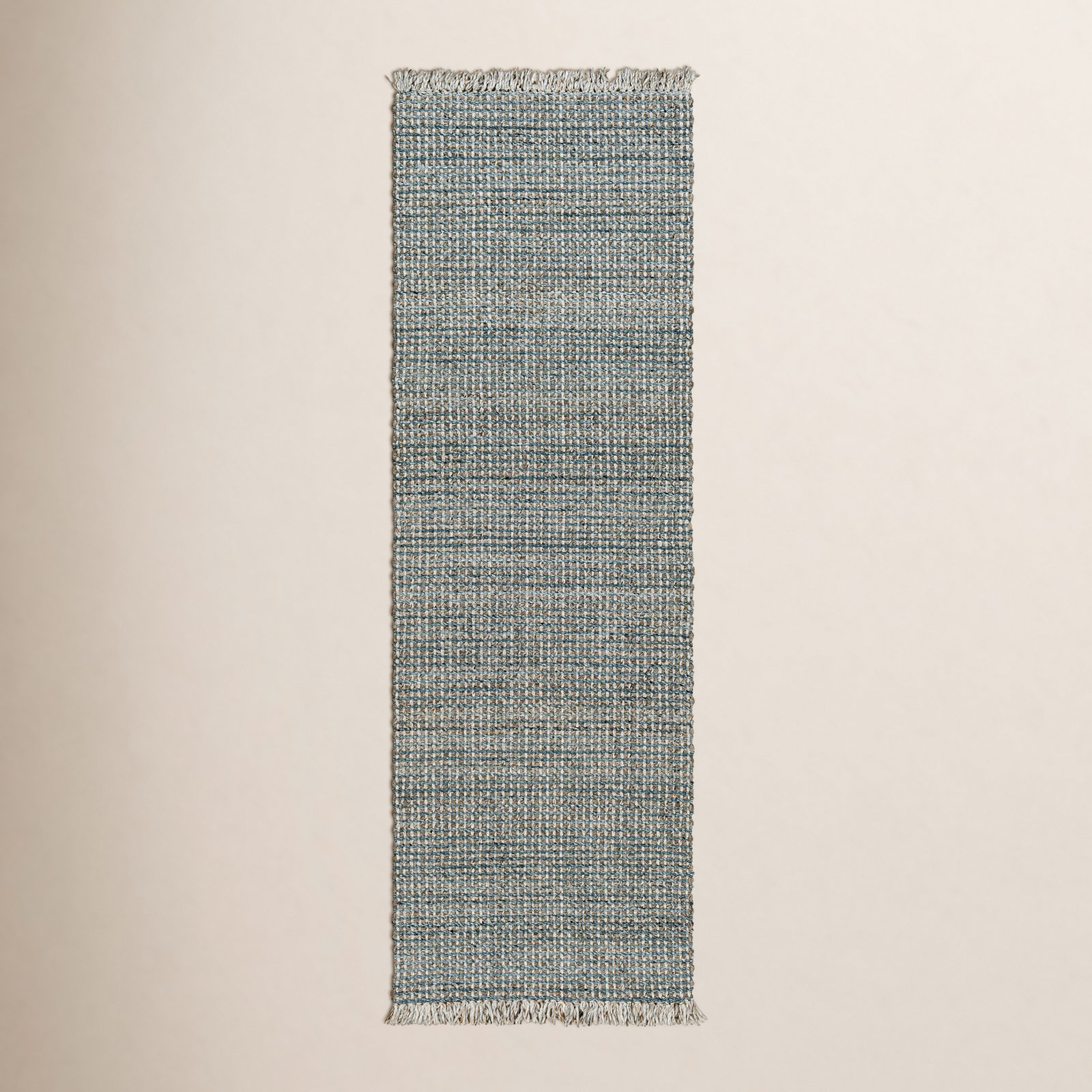 Viewcrest Hand-Woven Aqua Geometric Rug, Runner 2'6" x 8'