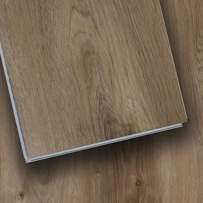 Planche de plancher en vinyle SPC 21,4 pieds carrés | Épaisseur 5 mm | Carrelage de sol en bois flottant en bois | 100% imperméable | Noyau rigide | Utilisation pour l'intérieur / commercial / bureau | (Chêne - 2)
