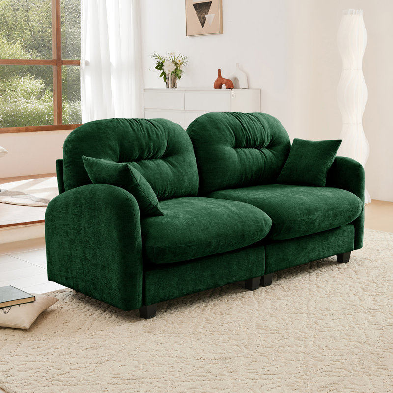 Canapé-lit modulaire à causeuse avec tissu chenille, dossier capitonné, conception ergonomique, mousse haute densité, installation facile et accoudoirs élégants pour le salon