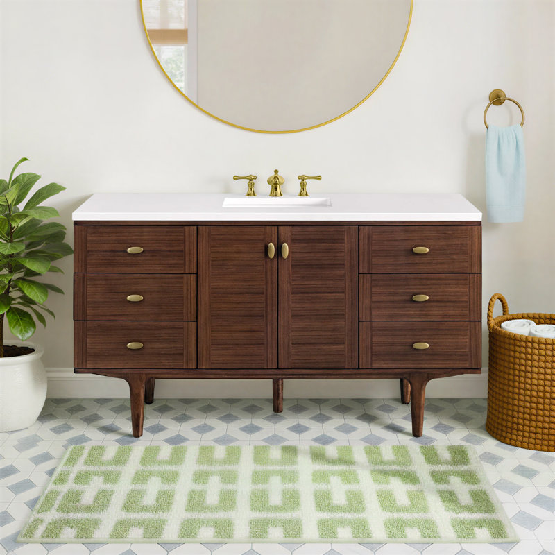 Aliza 60" Single Bathroom Vanity Set, White Zeus, 8" Widespread