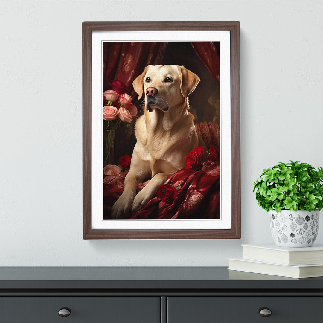 Labrador Retriever Romanticism - Single Picture Frame Print on Wood