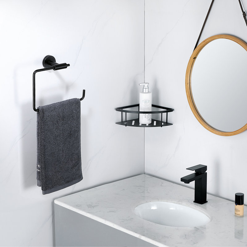 Porte-serviettes mural en acier inoxydable, Noir mat