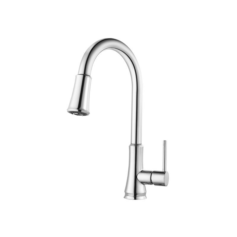 Pull Down Single Handle Kitchen Faucet, Polished Chrome