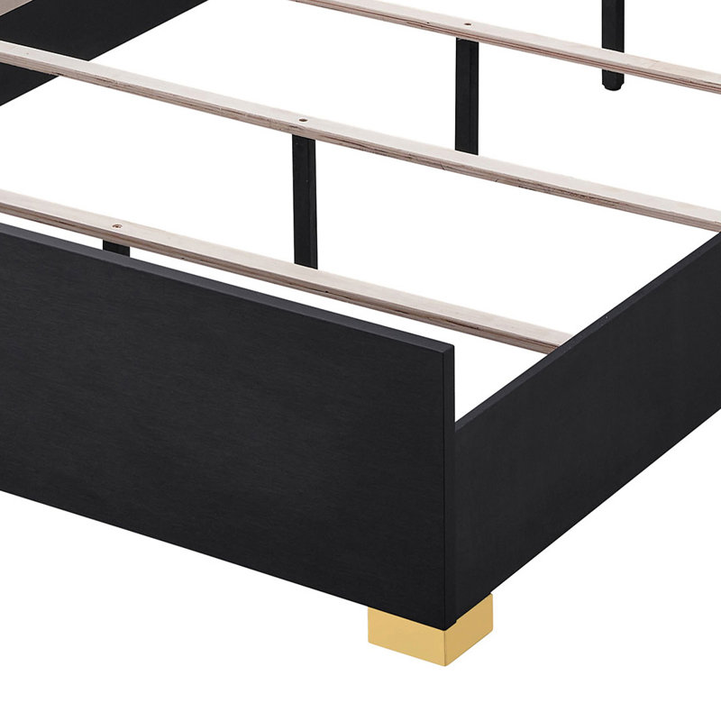 Rital Black LED Headboard Bed, Full / Double