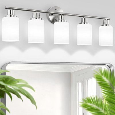 Luminaires de salle de bain, lumières de meuble-lavabo à 5 lumières en nickel brossé, lumière de meuble-lavabo, lumière de meuble-lavabo pour salle de bain