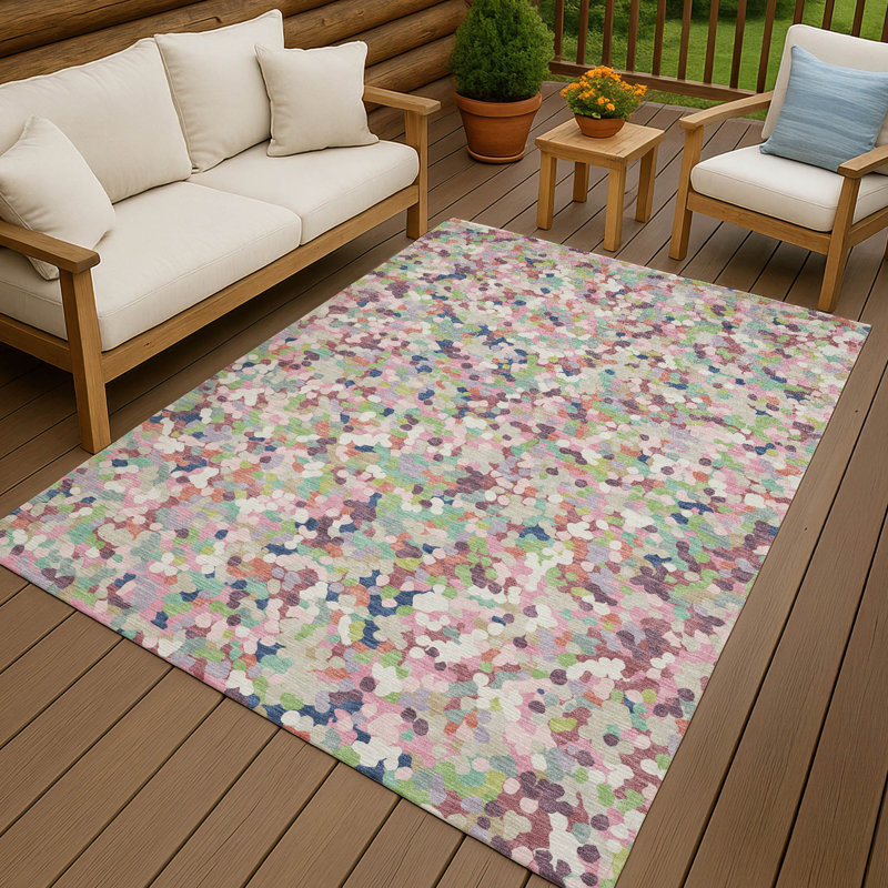 Machine Washable Indoor/Outdoor Chantille ACN2507 Geometric Rug, Rectangle 10' x 14', Blush