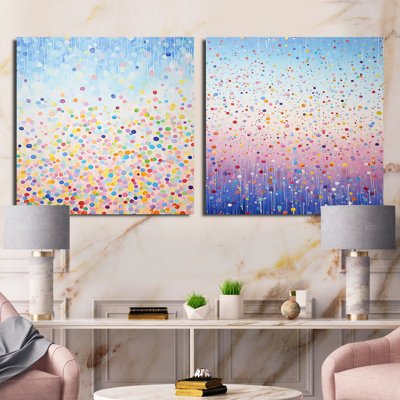 Minimalism Rainbow Dot - Abstract Square Collage Set Of 2