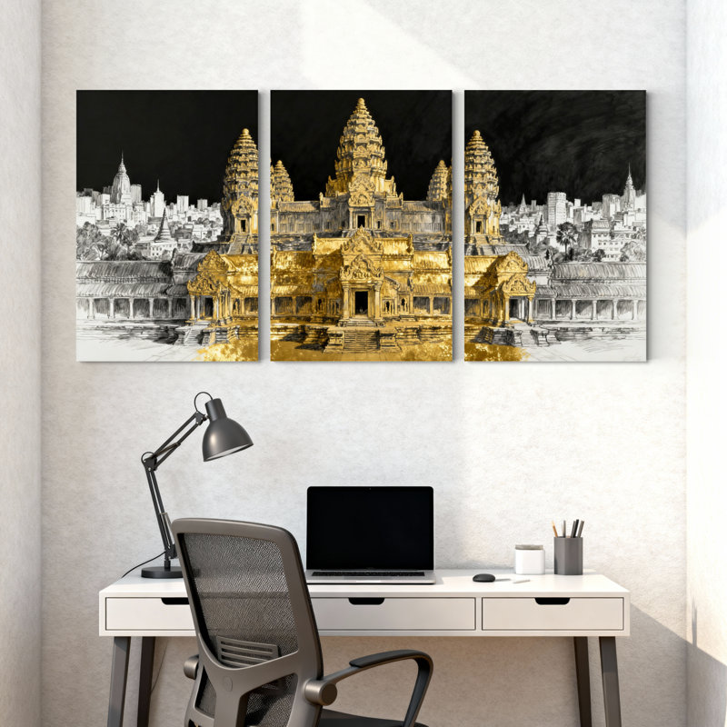 Ensemble de 3 impressions sur toile de paysage urbain noir et blanc, H 30 po x l 60 po