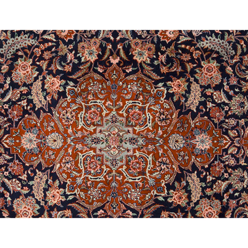 High-Quality Hand-Knotted Navy And Red Area Rug